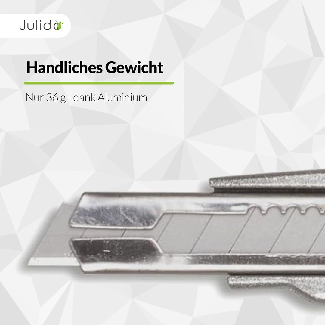 Julido Cuttermesser, 96 Stück, Teppichmesser für Profis, mit 9 mm Abbrechklinge, Arbeitsmesser aus A