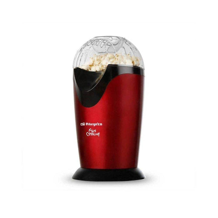 Orbegozo PA 4300 Popcorn, tragbar, ölfrei, Schnellbetrieb, Messtopf, 1000 W, Metallic-Rot