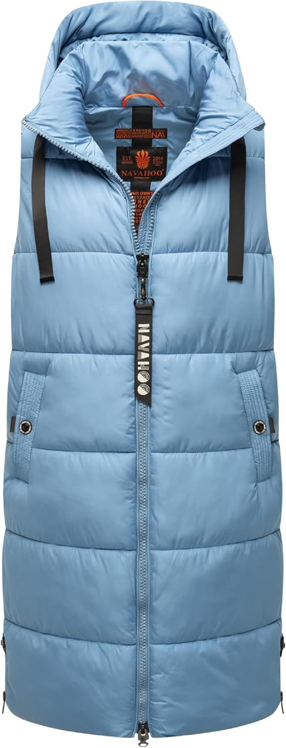 Navahoo Damen ärmellose Lange Outdoorweste warme Winterjacke Schnuffelchen XS-3XL XS Powder Blue, XS