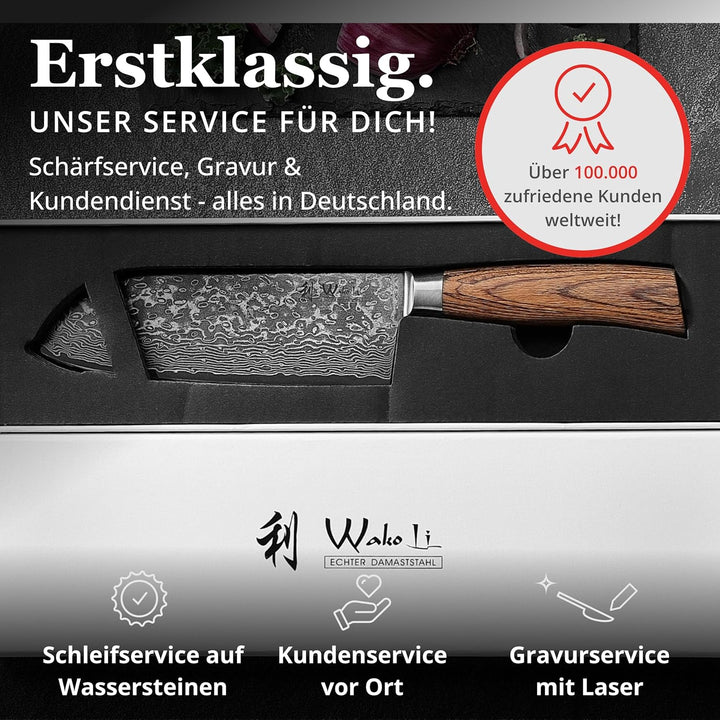 Wakoli EDIB Pro Santokumesser aus Damaststahl (VG10 Kern) mit 17 cm Klinge – scharf & ergonomisch –