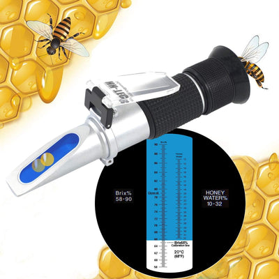 HHTEC Imker Refraktometer Honig 58-90% Brix 10-32% Wasser Feucht Handrefraktometer für Honig Pflanze