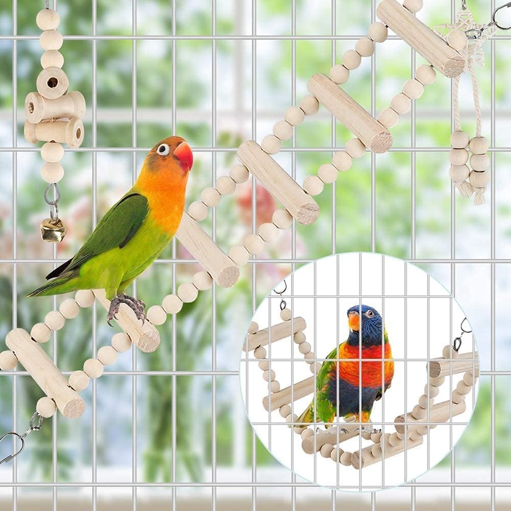 Vogel-Papageien-Spielzeug, 9 Stück, Vogelkäfig-Zubehör, Spielzeug, Barsch, Leiter, Kauspielzeug, Hän