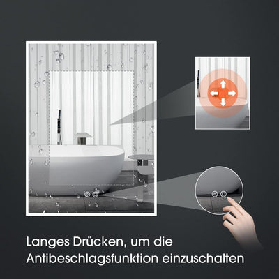 byecold Badspiegel mit Beleuchtung, LED Badezimmerspiegel 80x60CM, Wandspiegel Bad Spiegel mit Touch