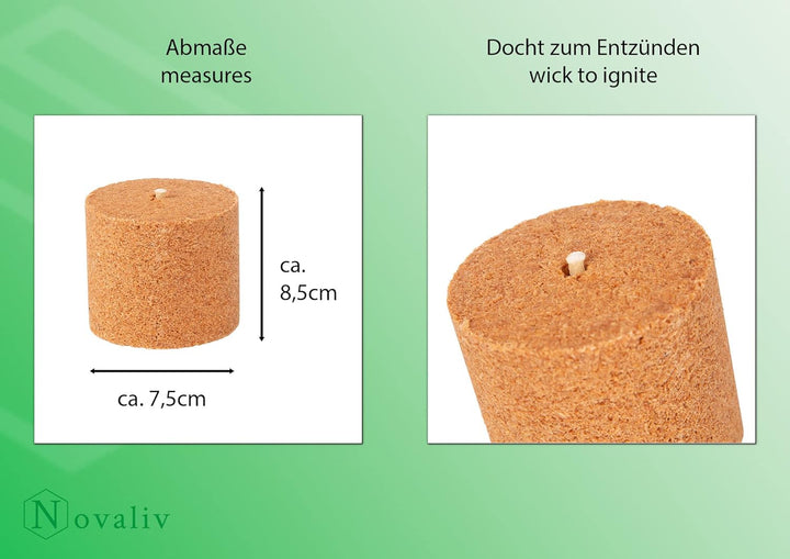 12x Holzspäne Brennelemente für Gartenfackel Wachsrollen für Gartenfackeln - Flackernder Feuer-Effek