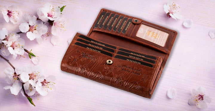 MATADOR XL Karten Portemonnaie Geldbeutel Damen Leder Gross #Budapest mit edler Geschenk Box, Portmo