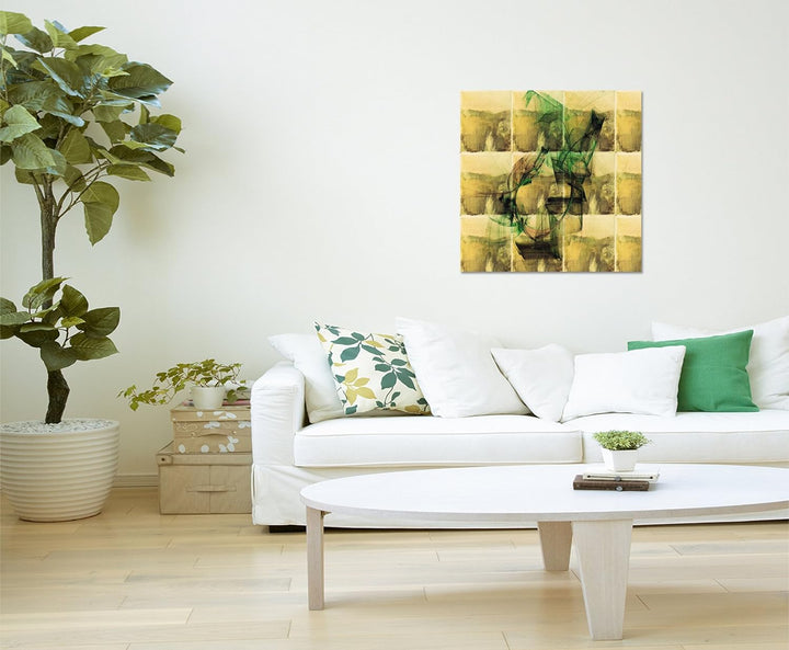 Paul Sinus Art Abstrakte Ordnung beige braun grün Wandbild auf Leinwand Abstrakt190- dekorativer Ein
