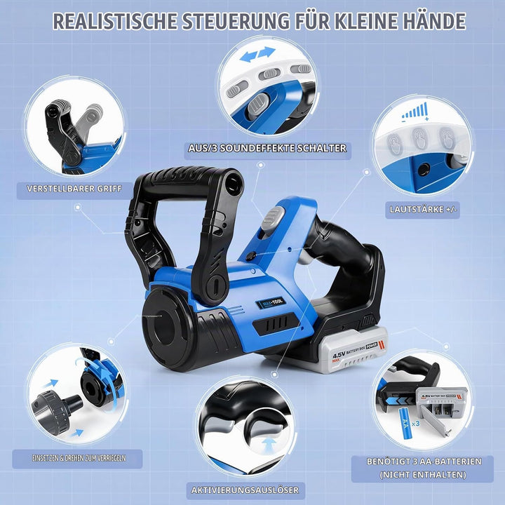 Rasenmäher Kinder, Laubbläser Kinder &amp; Kettensäge Kinder - Blau