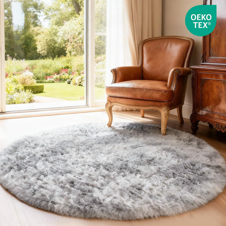 MARATIP Plüsch Teppich Rund,Flauschiger Teppich Rund, modernes Wohnzimmer, Kinder Mädchen,weicher un