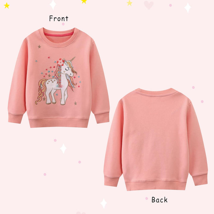 Vckrio Sweatshirt für Mädchen Kinder Strickpullover mit Glitzer Pailletten Stickerei Langarmshirt Ba