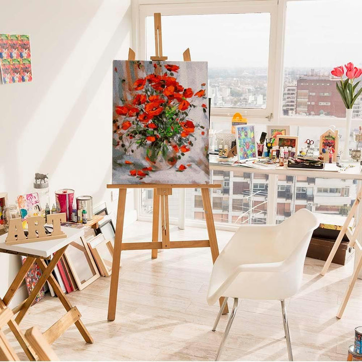 Artnapi Malen nach Zahlen Erwachsene mit Rahmen | DIY Handgemalt | Blumen - Rote Mohnblumen | Kit fü