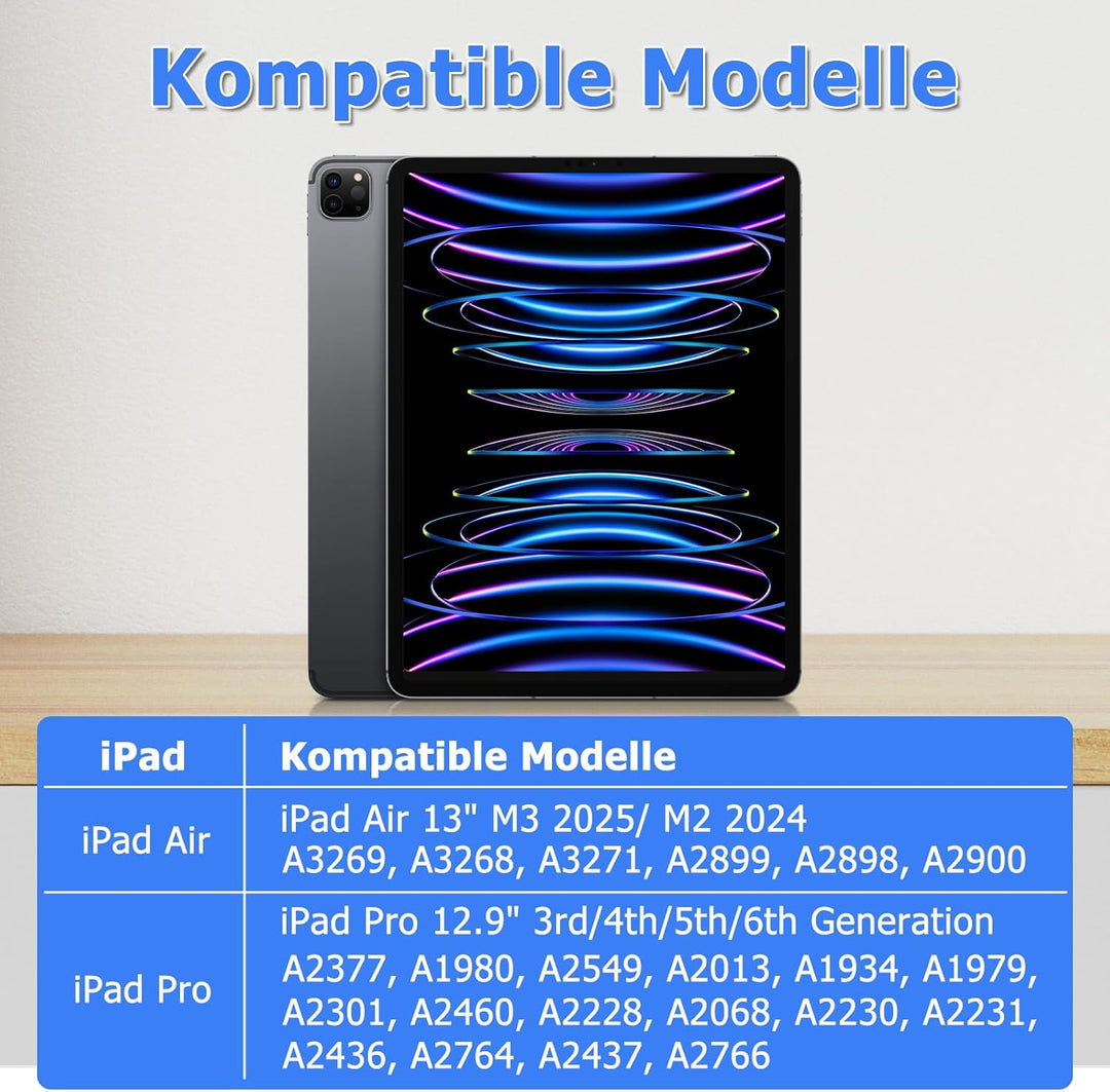 Bettdow für iPad Air 13 Zoll M3 2025/M2 2024/iPad Pro 12.9" Tastatur Hülle, Schwebendes Magnetisches