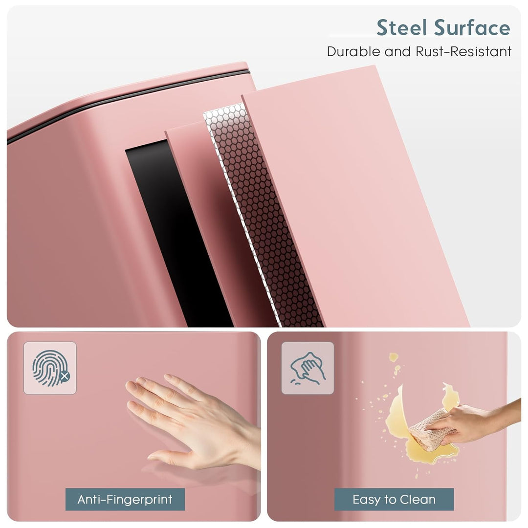 LIFERUN Mülleimer 30L aus Stahl, rechteckiger Abfalleimer mit Soft-Close-Deckel, Pedal und Inneneime