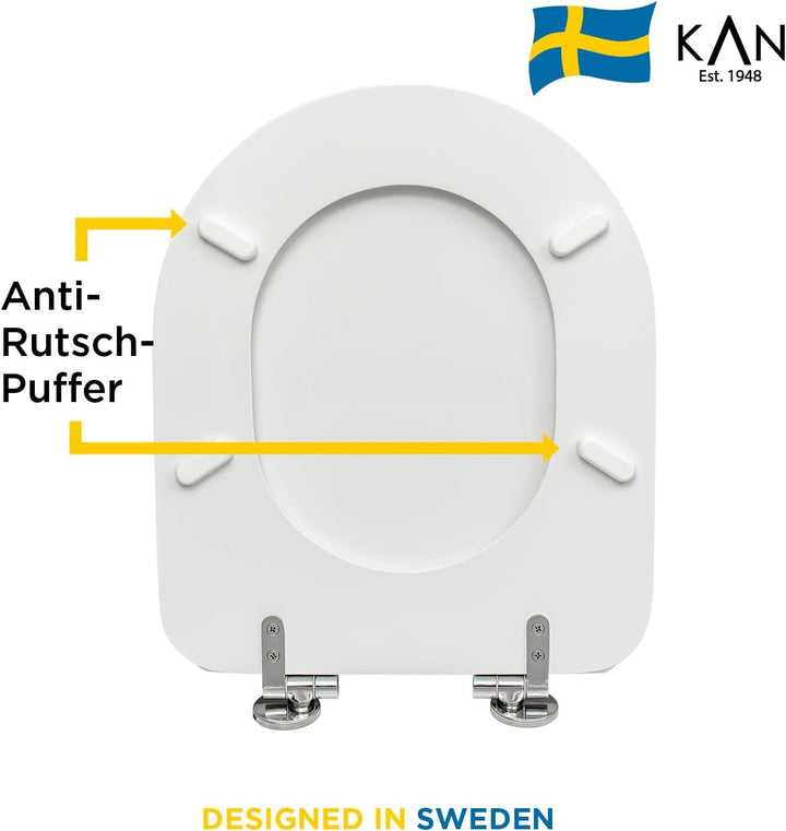 KAN Toilettendeckel mit Absenkautomatik - Lund - D Form Klobrille aus Holz mit Universeller Passform