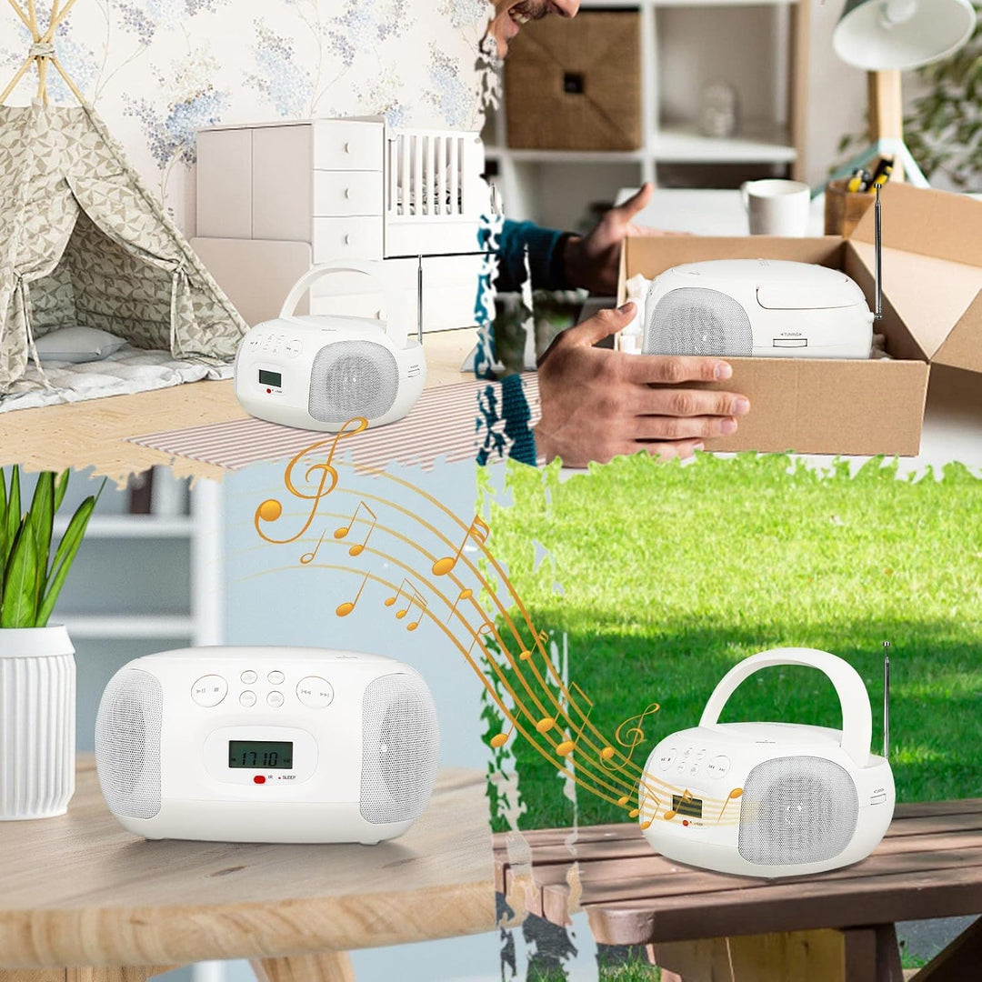 Retekess TR636 Tragbarer CD-Player, Boombox mit Bluetooth, FM Radio, USB,AUX-In,Sleep-Timer, Fernbed