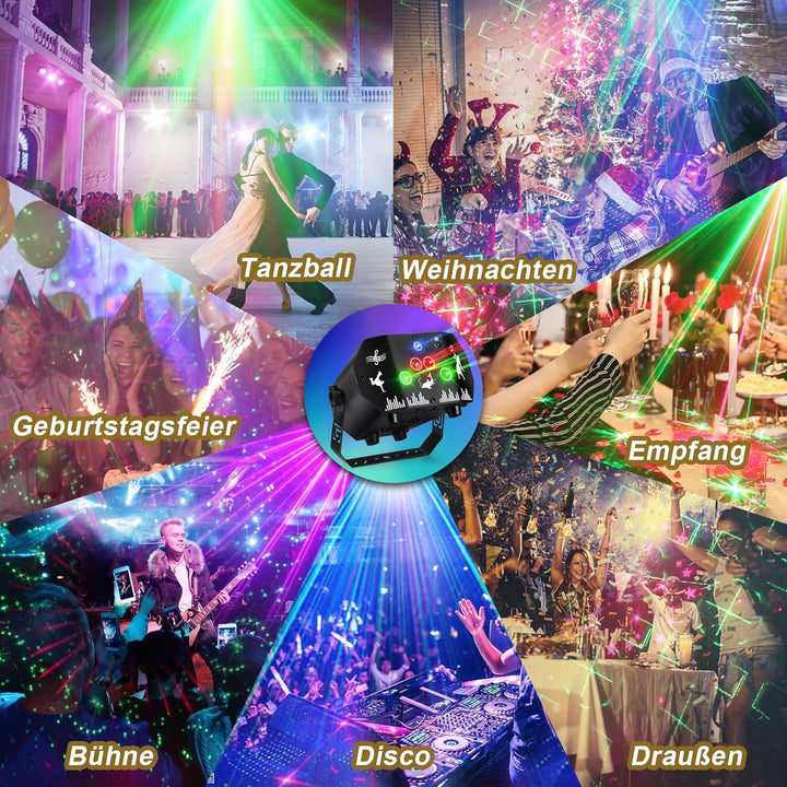 Fwiull Discolicht Partylicht mit Fernbedienung, 3 in 1 Musikgesteuert Disco Licht Party Lichter mit