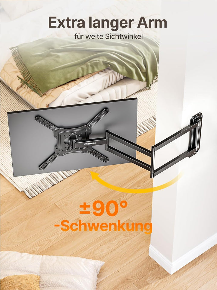 monTEK Lang Arm 946mm TV Wandhalterung für 23-65 Zoll Fernseher, ausziehbare TV Halterung schwenkbar