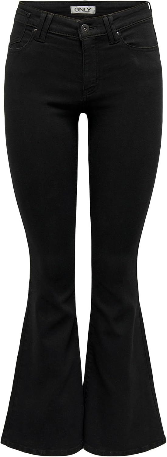 ONLY Female Schlaghosen-Jeans ONLREESE Mittlere Taille Flared Jeans 26W / 32L Schwarz, 26W / 32L Sch