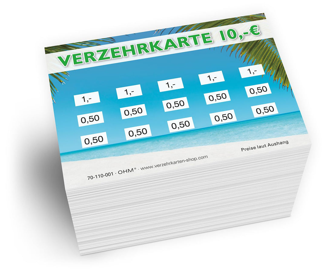 250 Verzehrkarten DIN A7, Gesamtwert 10 Euro, praktische Alternative zu Wertmarken, für Vereine, Gas