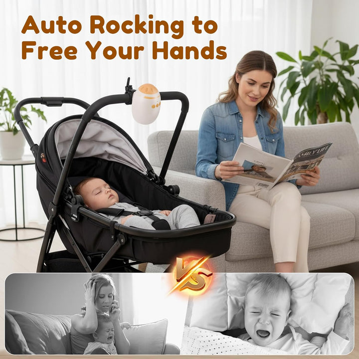 Kinderwagenschaukler, White Noise Machine Baby mit Baby Rocker 11 Beruhigende Klänge, Wiederaufladba