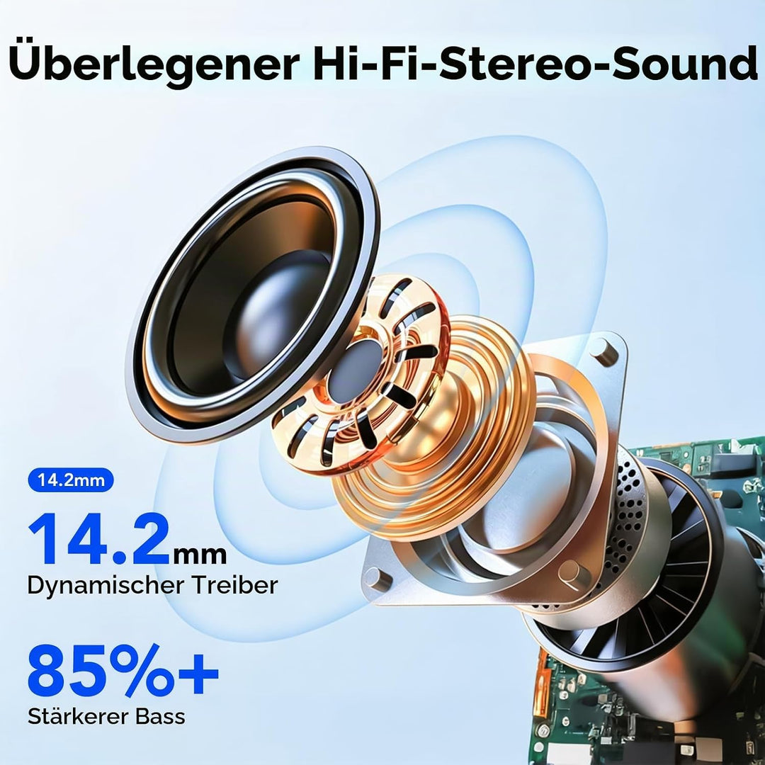 2026 Kopfhörer Kabellos Bluetooth 5.4, Bluetooth Kopfhörer Sport HiFi Stereo, In Ear Kopfhörer mit 4