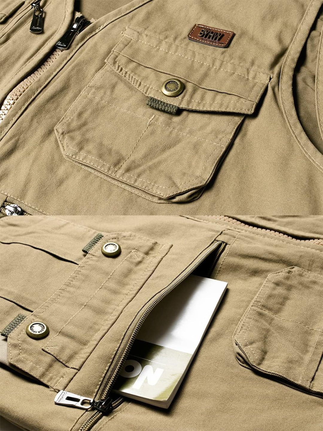 Oralidera Herren Outdoor Weste Freizeit Jacke Leicht Safari Weste mit Reissverschluss Jagd und Angle