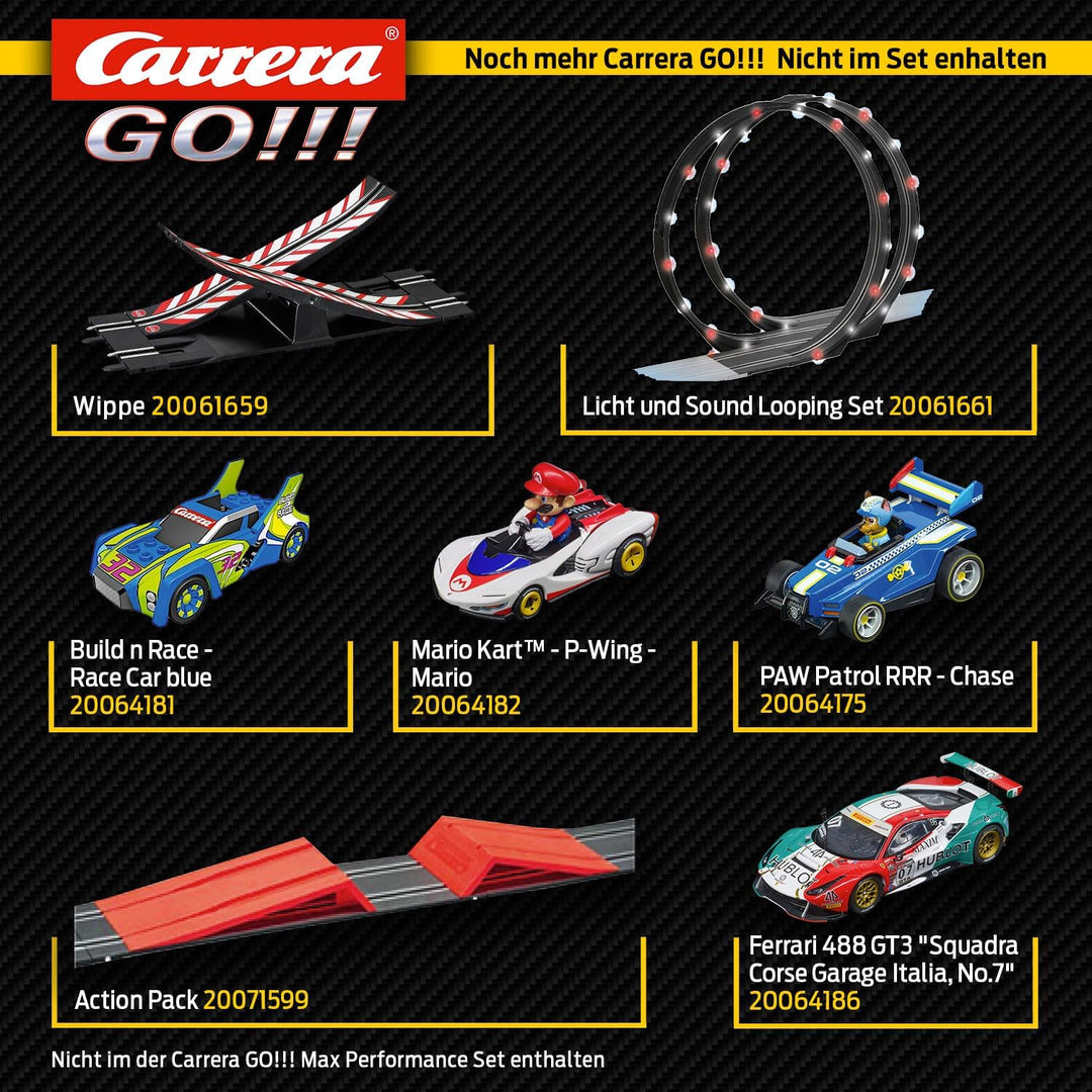Carrera GO Max Performance Rennstrecken-Set für Erwachsene & Kinder ab 6 Jahren 6.3m Länge Rennbahne