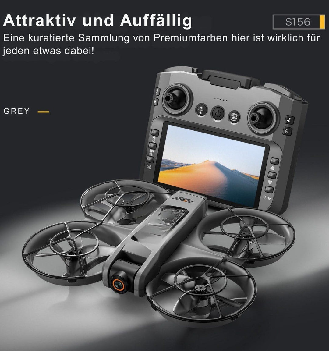 RC-Quadrocopter, (Drohne mit 12,5-cm HD-Display-Fernsteuerung, komplett geschütztem Propellerdesign)