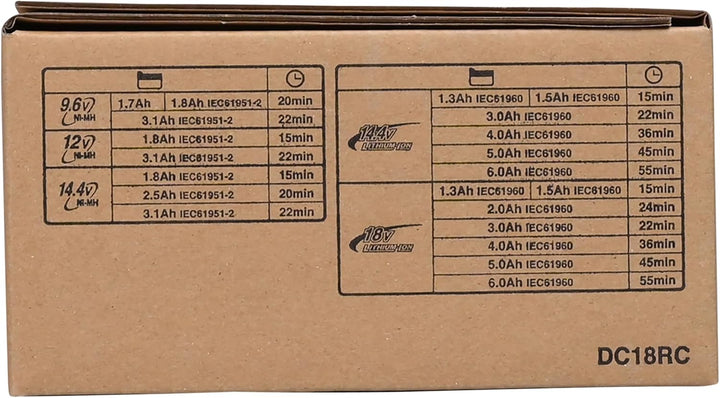Makita Ladegerät DC18RC für 14,4 Volt und 18 Volt Schiebeakkus, 195584-2, Ladegerät