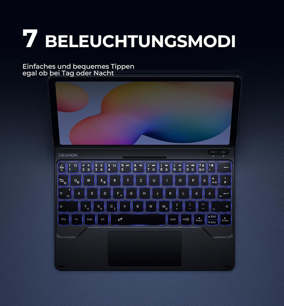Dexnor Tastatur Hülle für Samsung Galaxy Tab S6 Lite 10,4 Zoll 2024/2022/2020, Keyboard Cover mit Mu