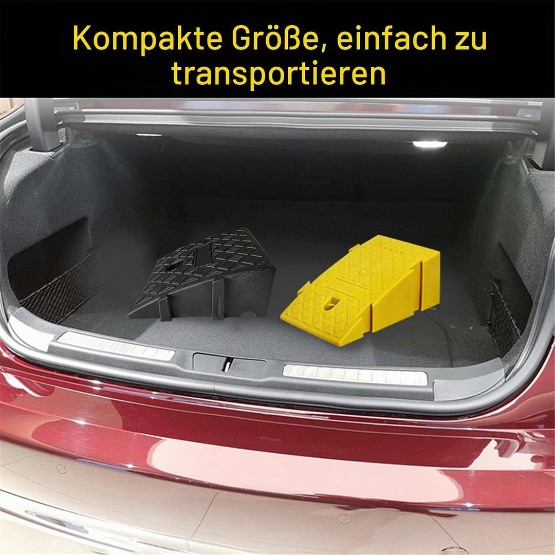 Bordsteinrampe 11/13 cm Hohe, Auto Rampen Kunststoff, Tragbare Robuste Schwellenrampe für Auto Einfa