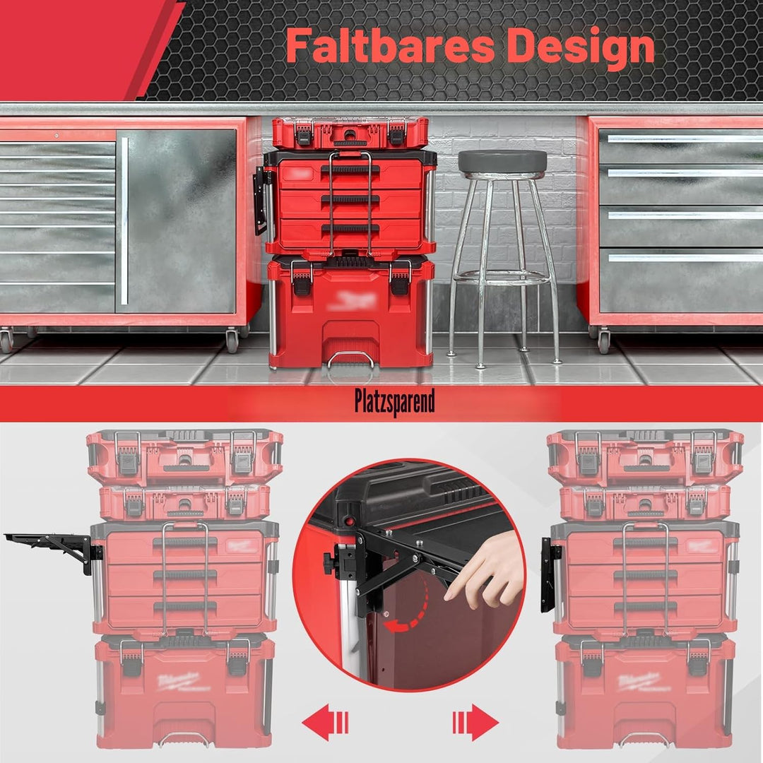 Klapptisch passend für Milwaukee Packout Werkzeugkasten, leistungsstarke magnetische Werkzeugablage