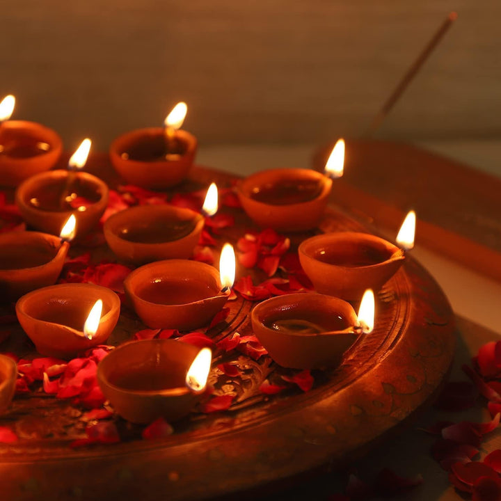Natürlicher Ton, traditionelles Diwali Ke Diye | Erdton Diya | Mitti Ka Diva | Diyas für Pooja (12 S