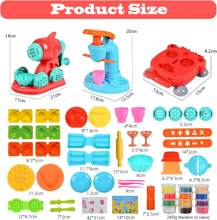 Knete Zubehör Set für Kinder 51 Stück DIY Knete Knetwerkzeug Burgermaschine Nudelmaschine Eismaschin