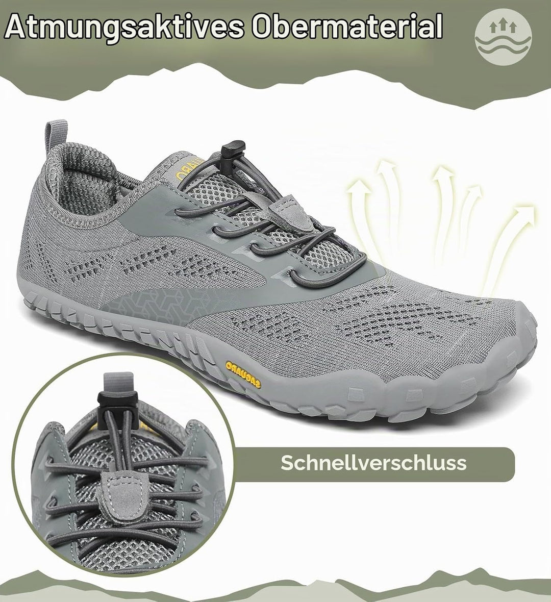 SAGUARO Unisex Barfussschuhe Indoor &amp; Outdoor Fitnessschuhe, Gr. 36-48 39 EU Grau, 39 EU Grau