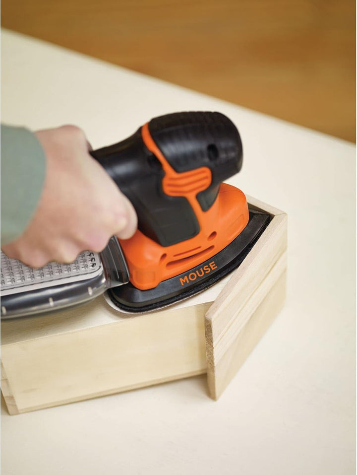Black+Decker Dreieckschleifer Mouse KA2000– Kraftvolle Schleifmaschine mit Staubfangbehälter inkl. M