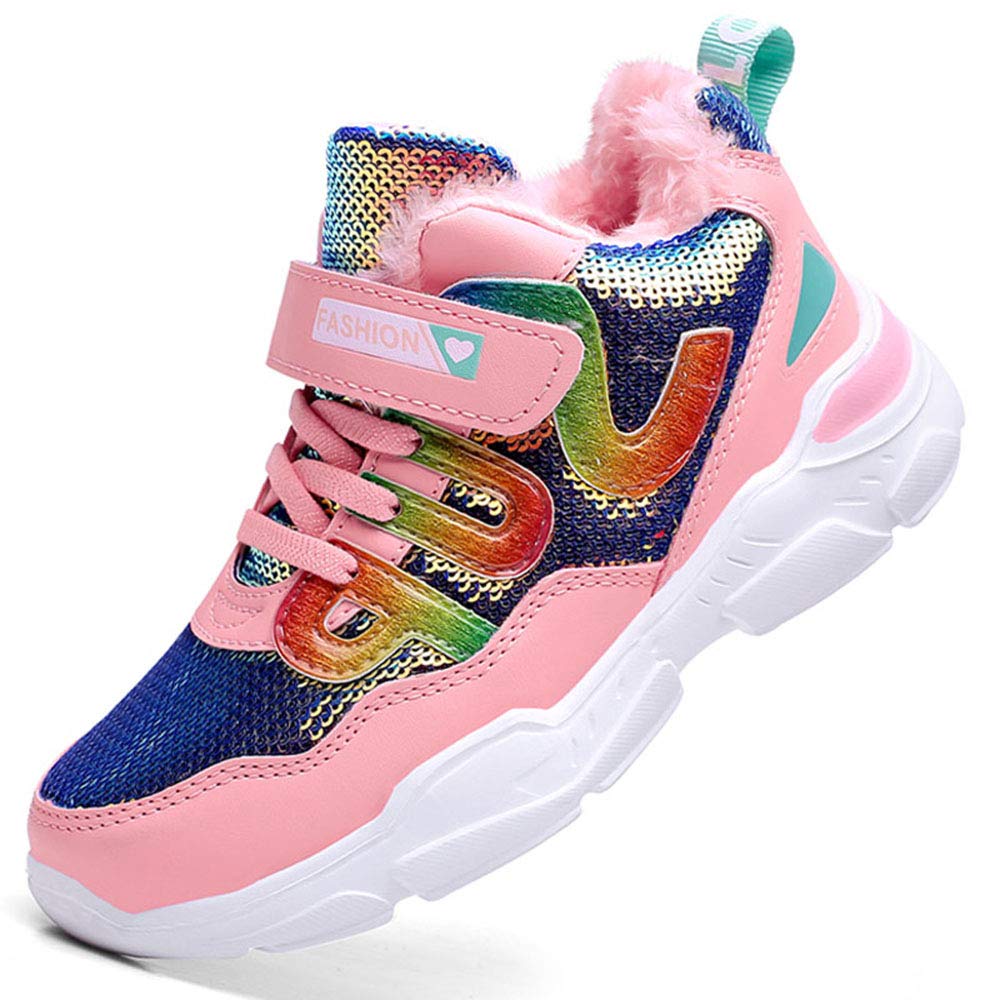 Mädchen Turnschuhe Sparkle Scales Sneaker Kinderschuhe mit Klettverschluss(28-38 EU) 33 EU Pink 1, 3