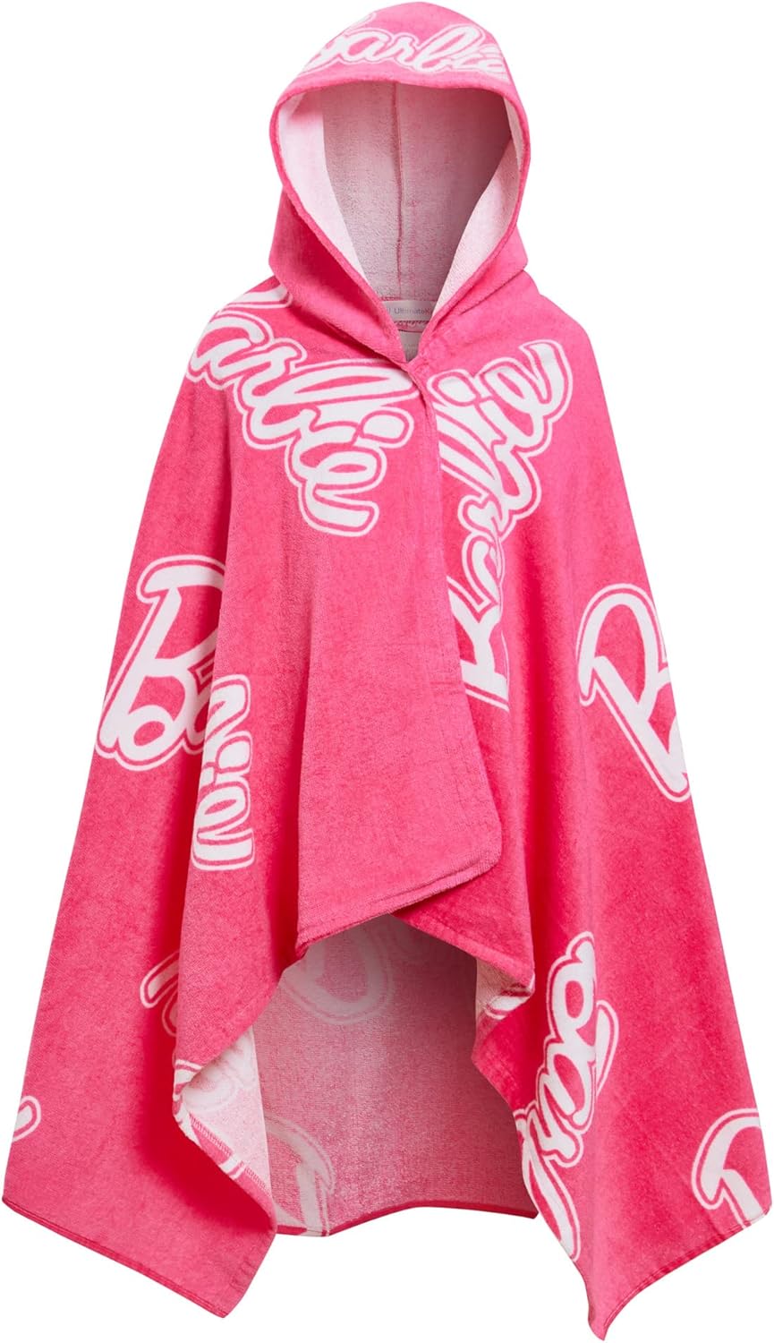 Barbie Mädchen Kapuzenhandtuch 100% Baumwolle Poncho gross Strandtuch Badetuch Schwimmen Wrap Changi