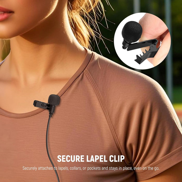 NEEWER Mini Lavalier Mic, 2er Pack, 2m Clip On kabelgebundenes Kondensator Ansteckmikrofon mit 3,5mm