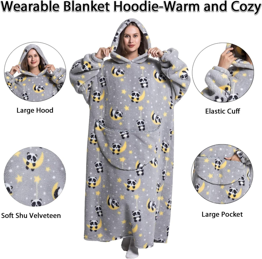 Pterygoid Verlängert Übergrosse Hoodie Decke,Decken Hoodie Damen mit Tasche und Kapuze,Superweiche u
