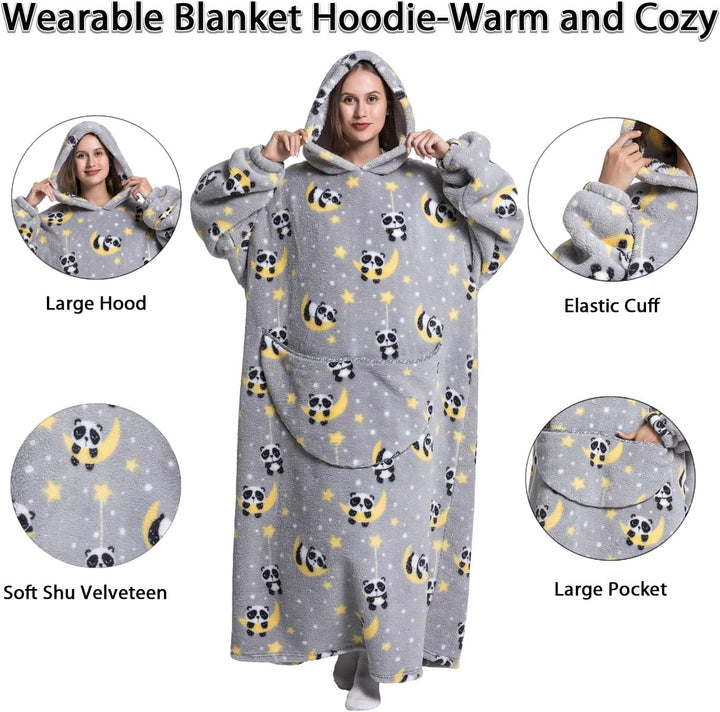 Pterygoid Verlängert Übergrosse Hoodie Decke,Decken Hoodie Damen mit Tasche und Kapuze,Superweiche u
