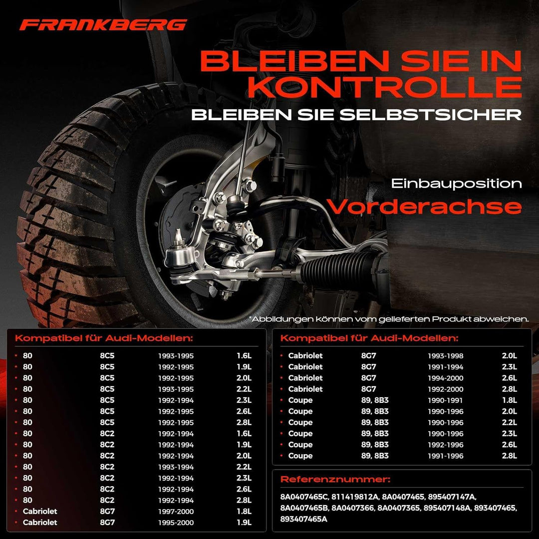 Frankberg Satz Querlenker 8-teilig Kompatibel mit 80 8C B4 1992-1994 80 Avant 8C 8C5 B4 1992-1995 Ca
