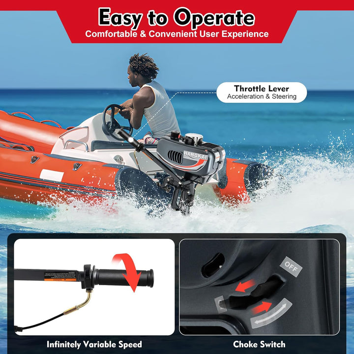 soudesileim 3.5 Ps 2 Takt Benzin Aussenbordmotor, Bootsmotor Wasserkühlung CDI, Geringer Kraftstoffv