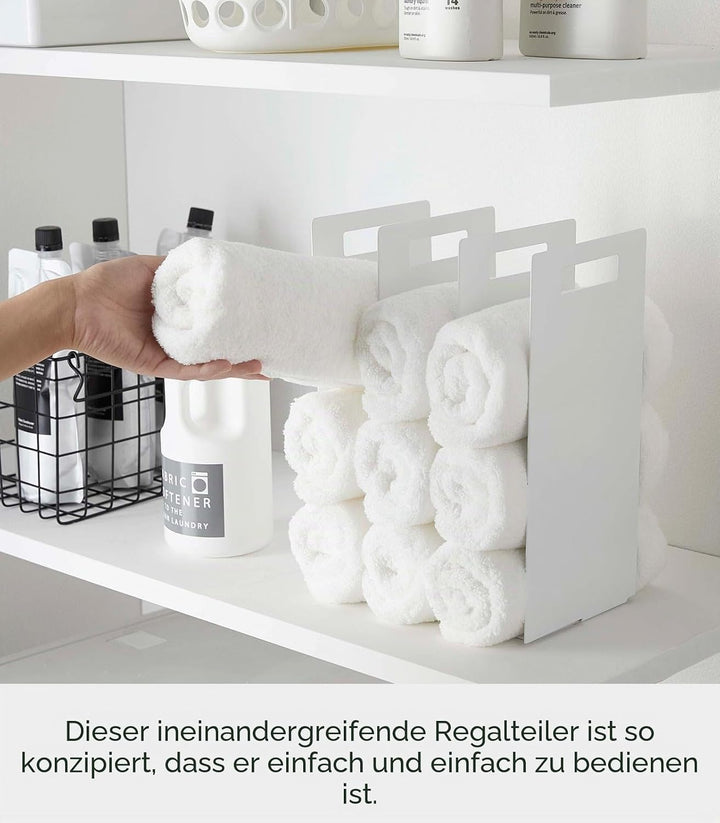 Yamazaki 4316 Tower Towel Organizers (Set of 2), White, Steel, 14.5 x 14.5 x 30 cm One Size Weiss, O