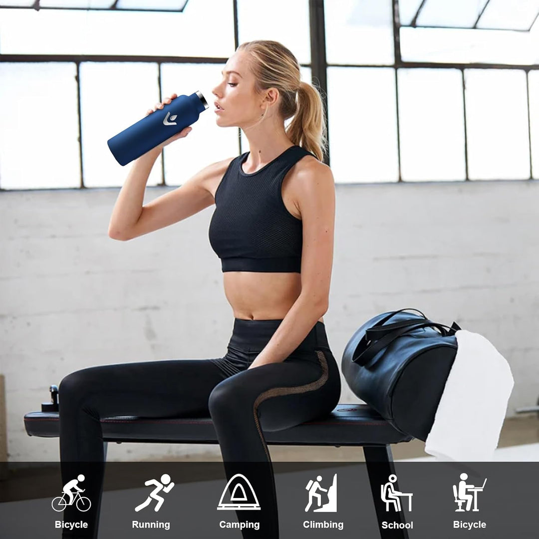 HoneyHolly Trinkflasche Edelstahl, 750 ML BPA-Frei, Thermosflasche, Auslaufsichere Isolierflasche Do