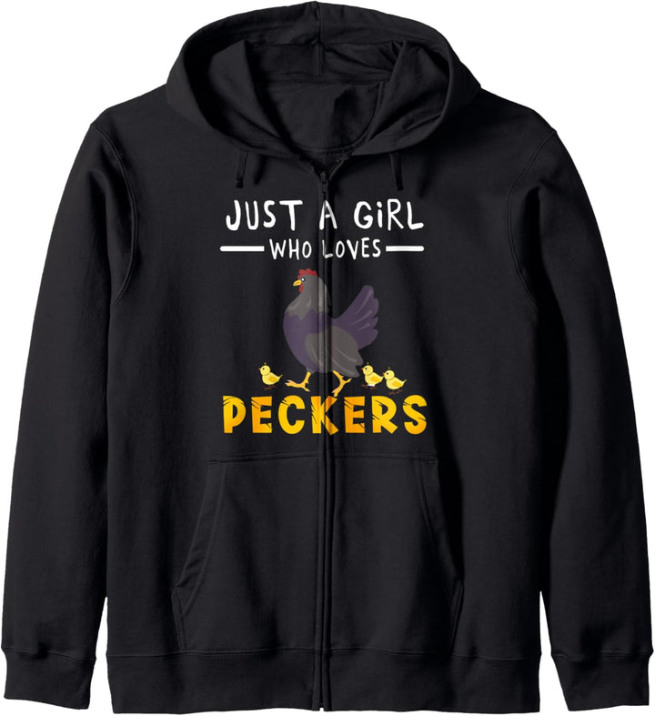 Just a Girl who Loves Peckers - Cute Chickens Quote Gift Kapuzenjacke