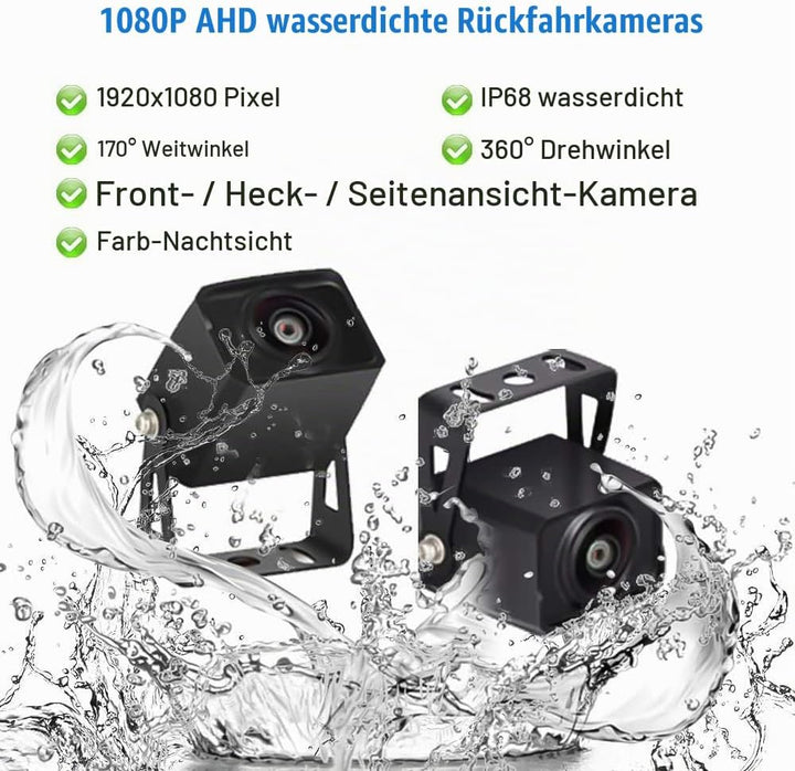 CAMECHO Rückfahrvideosystem mit Dual Rückfahrkamera,7 Zoll Monitor 2 Split-Bildschirm,Wasserdicht Na