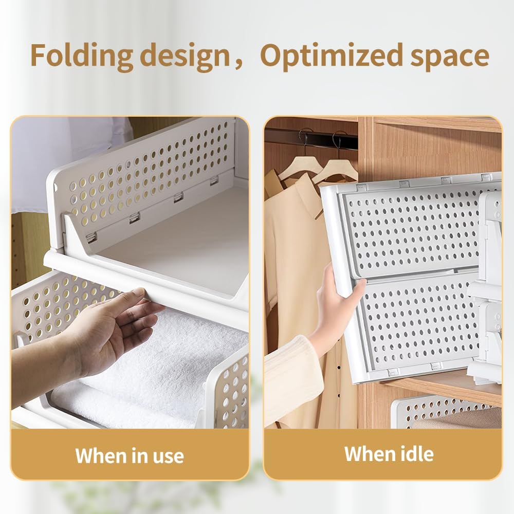 Kleiderschrank Organizer Stapelbares Ordnungssystem, Schrank Organizer mit Schublade, Kunststoff Auf
