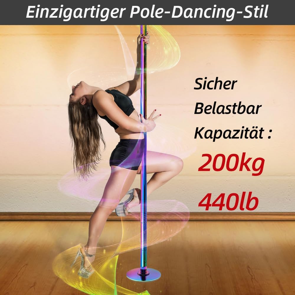 PRIOR FITNESS Pole Dance Tanzstange 45mm von 2,35 bis 2,74 m Höhenverstellbar,2 Modi: drehend/statis