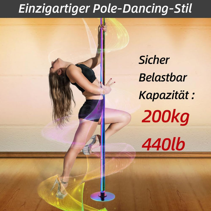 PRIOR FITNESS Pole Dance Tanzstange 45mm von 2,35 bis 2,74 m Höhenverstellbar,2 Modi: drehend/statis