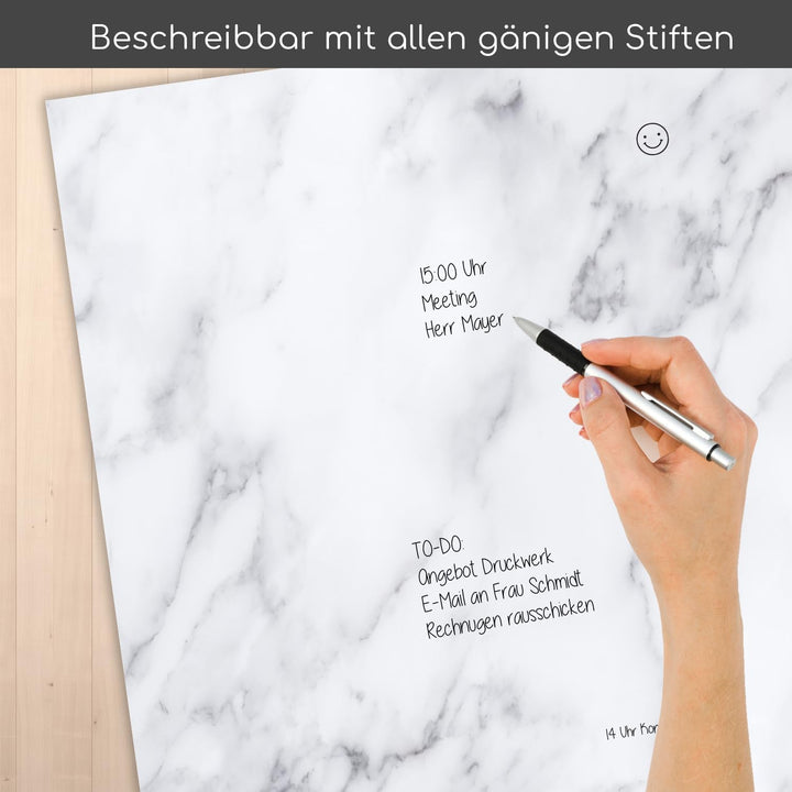 2er-Set Schreibtischunterlage Mamor-Optik und Kantenschutz I DIN A2 I aus Papier zum Abreissen I Sch